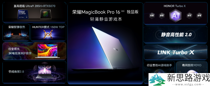 荣耀MagicBook Pro 16 2025发布：首发搭载5070显卡,HUNTER版9499元起